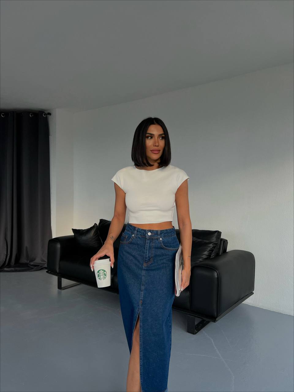 Front Split Skirt In Colors