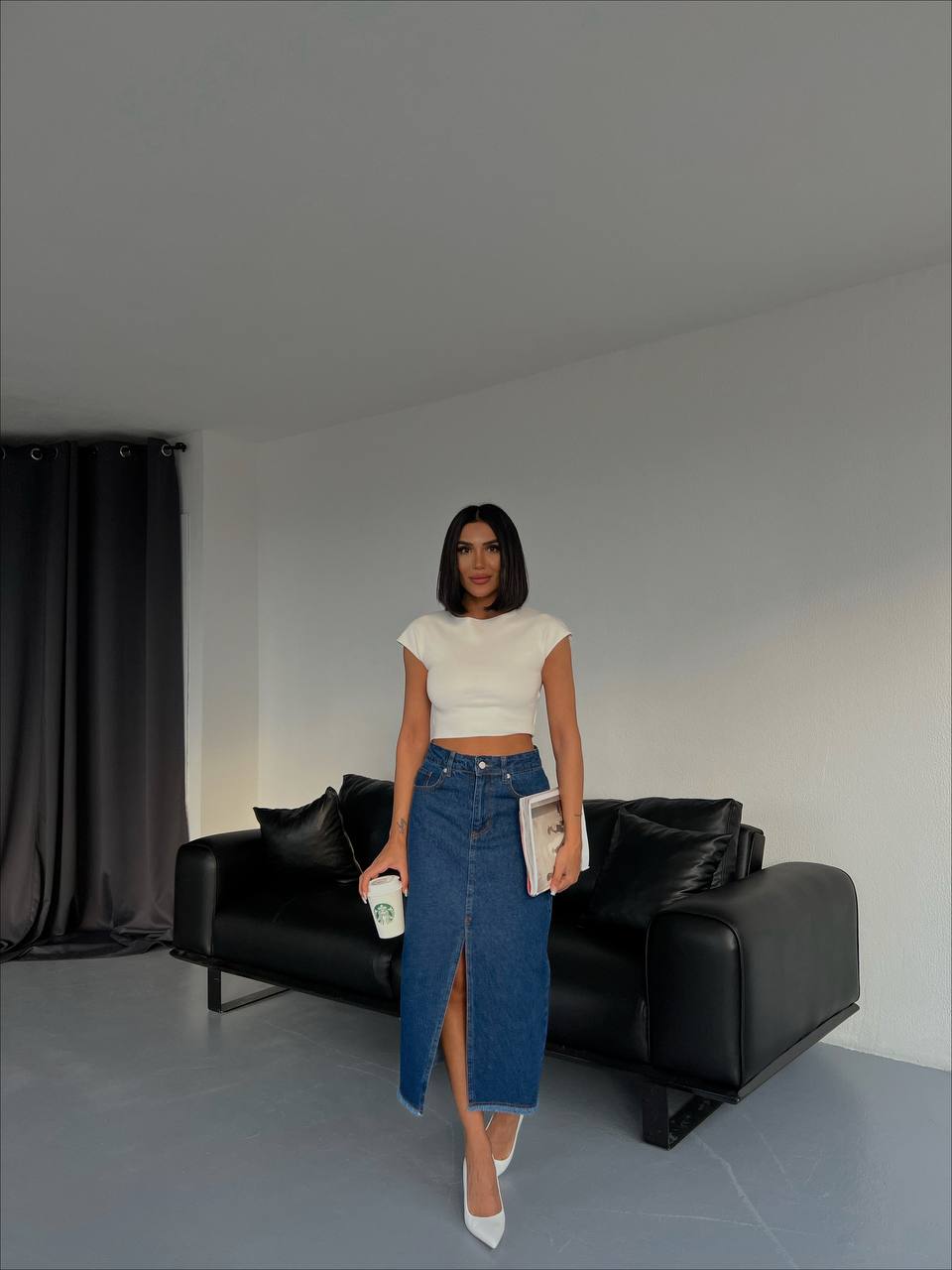 Front Split Skirt In Colors