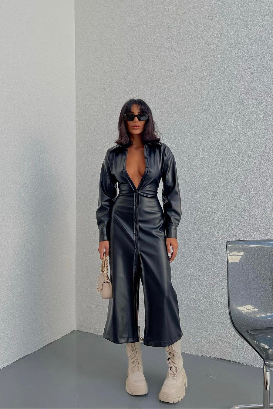 Faux Leather Dress
