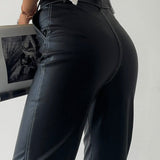 Straight Faux Leather Pants In Colors