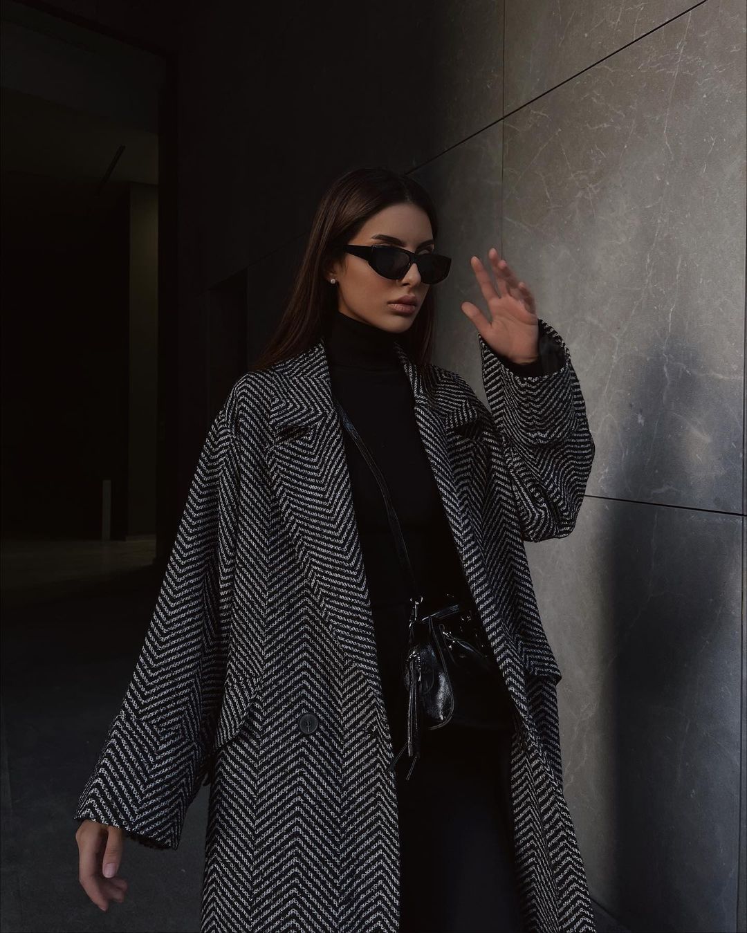 Herringbone Wool Oversize Coat