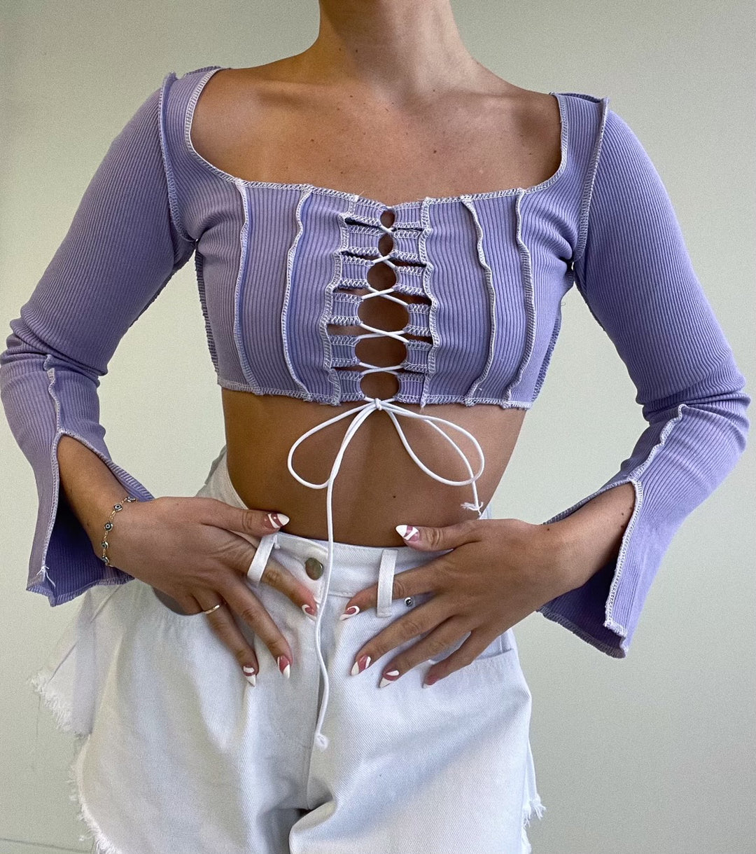 Zig Zac Tie Front Top