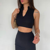 Zip Up Top Skirt Set