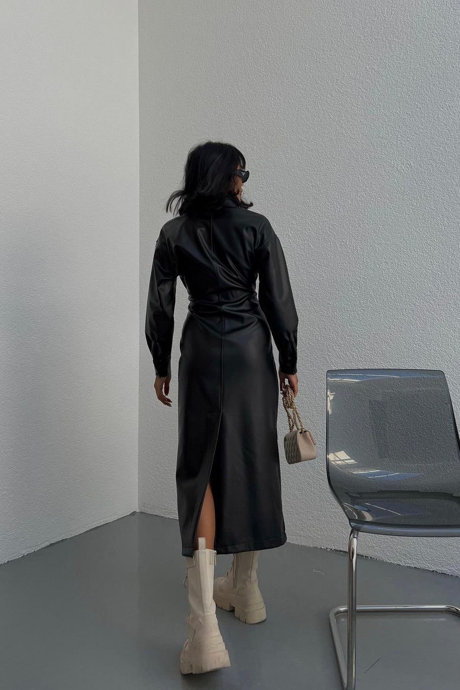 Faux Leather Dress