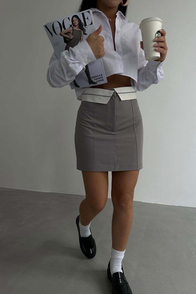 Folded Belt Mini Skirt