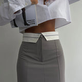 Folded Belt Mini Skirt