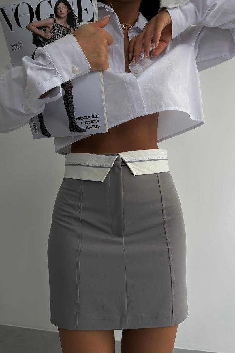 Folded Belt Mini Skirt
