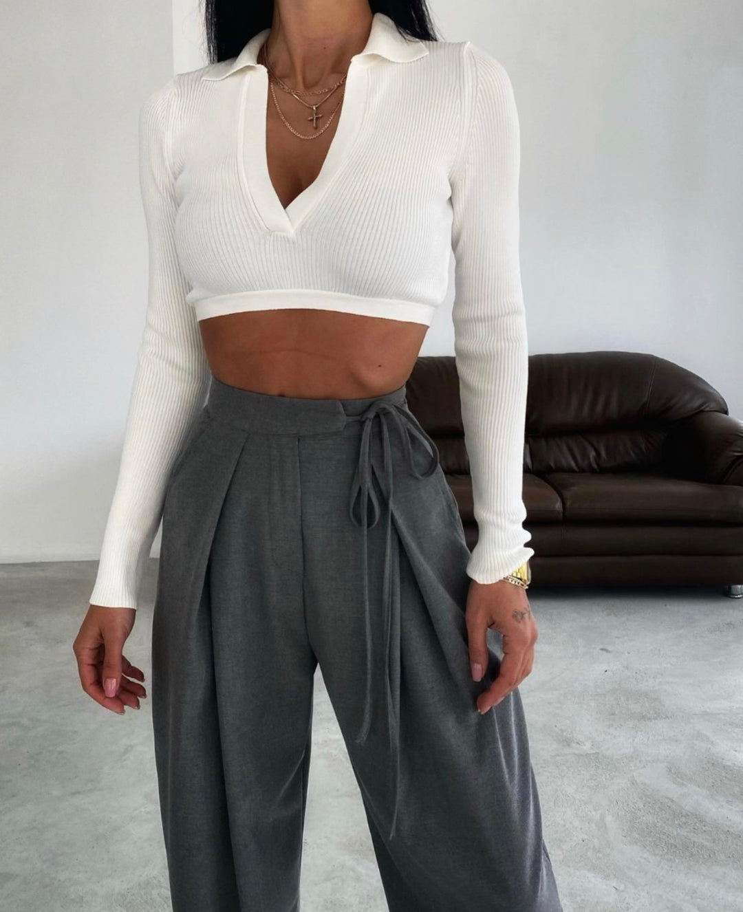 Wide Legs Pleated Pants In Colors