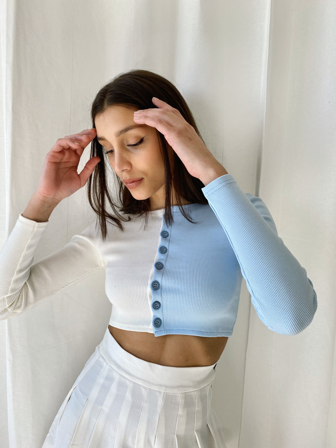 Bicolor Long Sleeve Cardigan
