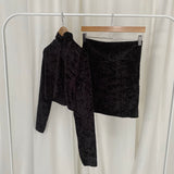 Velvet Top and Skirt Set