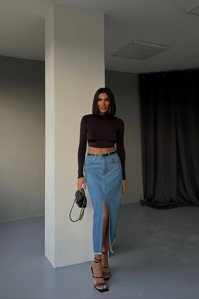 Front Split Skirt In Colors