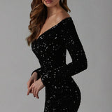 Sequins All Over Dress Black