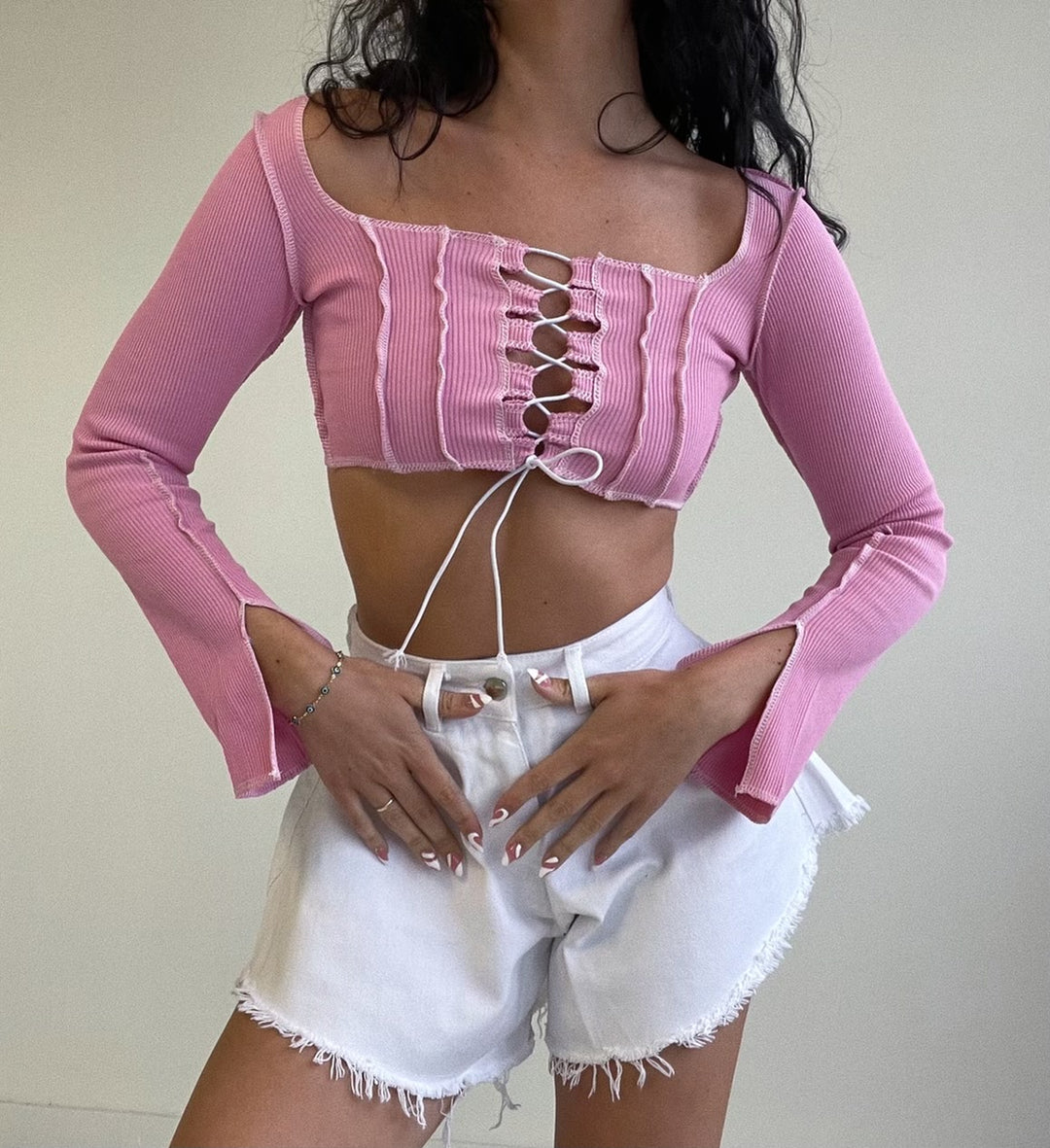 Zig Zac Tie Front Top