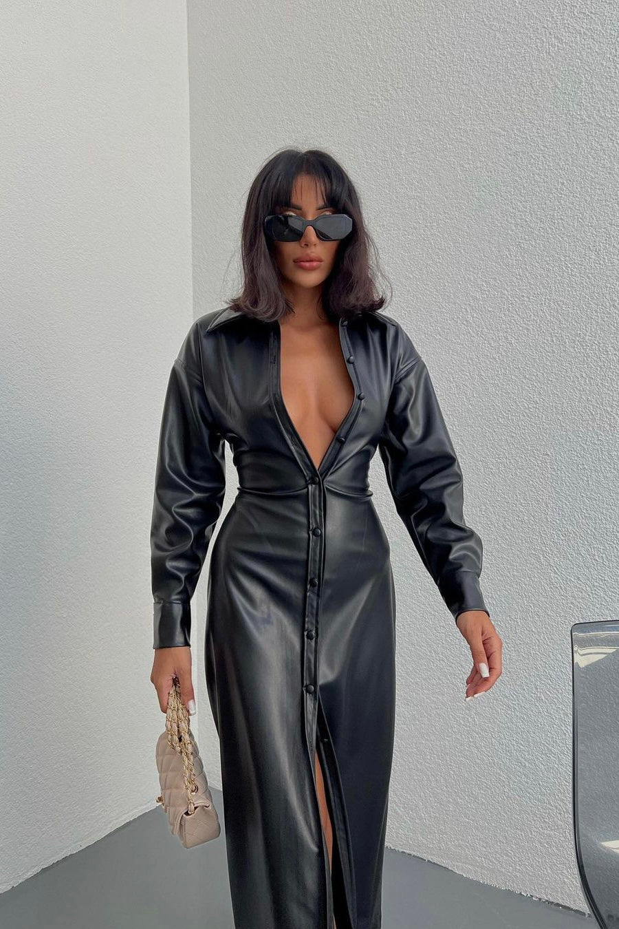 Faux Leather Dress