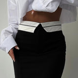 Folded Belt Mini Skirt