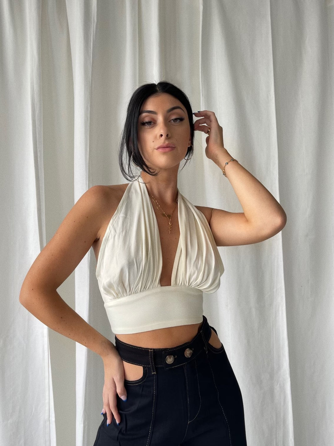 Neck Tie Satin Blouse