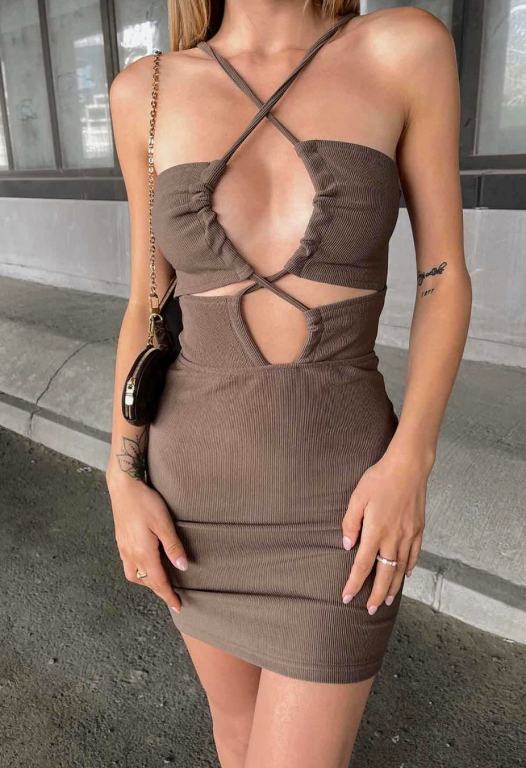 Elena Mini Dress In Brown