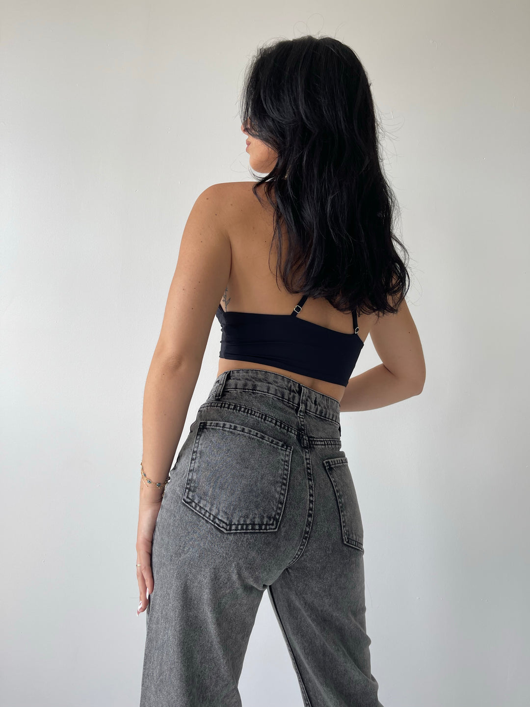 Flared Jeans in Washed Black