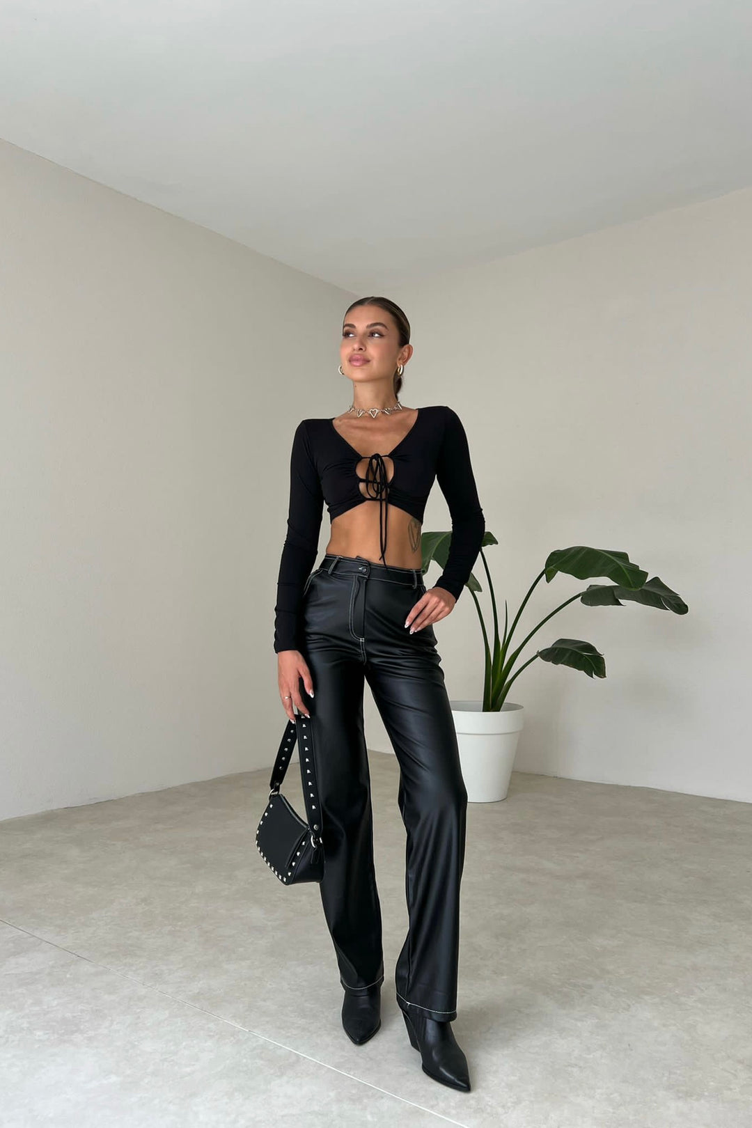 Straight Faux Leather Pants In Colors