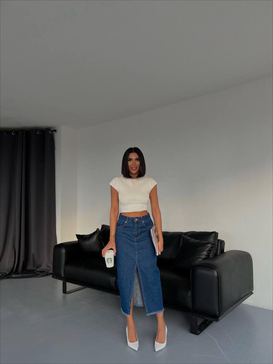 Front Split Skirt In Colors