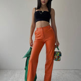 Straight Faux Leather Pants In Colors