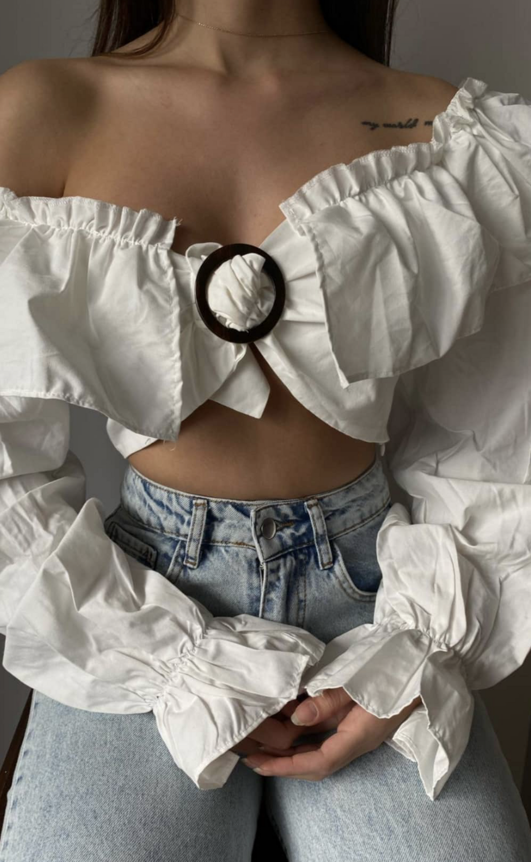Buckle Ruffle Crop Top