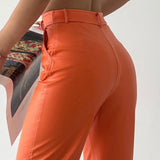 Straight Faux Leather Pants In Colors