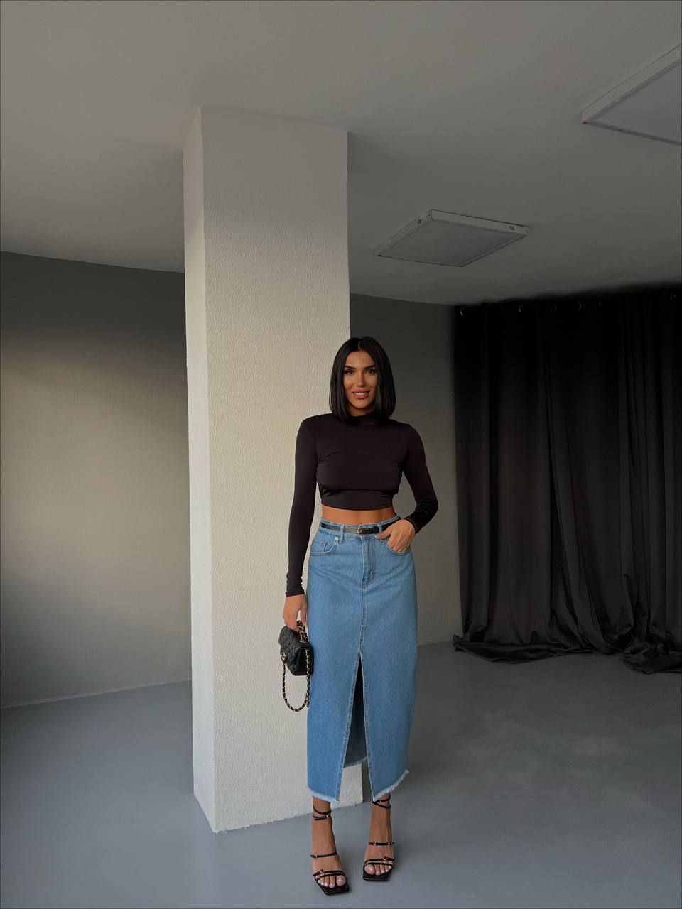 Front Split Skirt In Colors