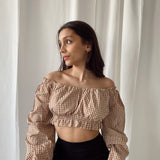 Long Sleeve Check Print Blouse