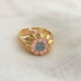 Smile Face Daisy Ring