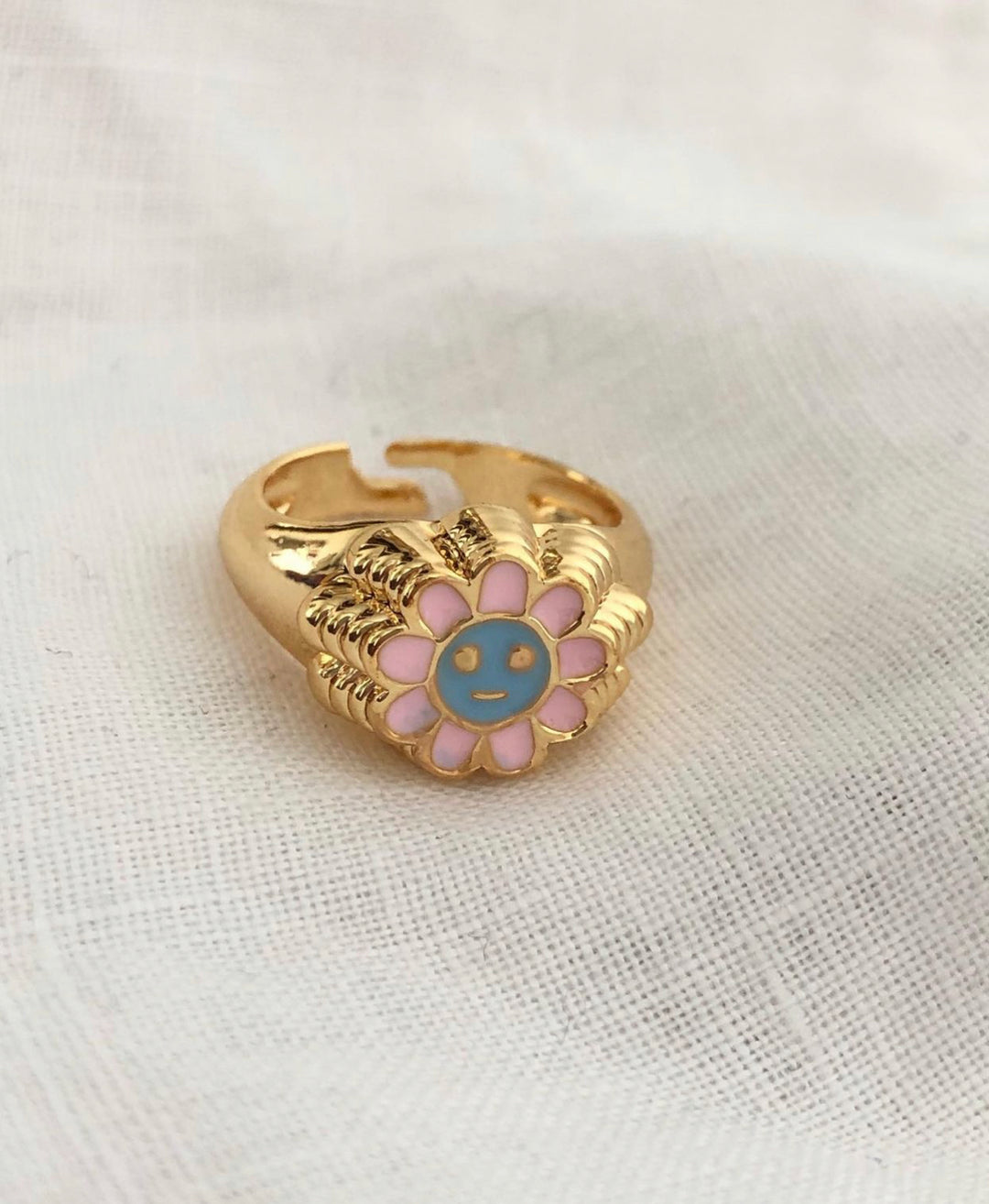 Smile Face Daisy Ring